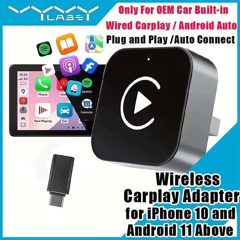 Car Accessories Usa - 2-in-1 Wireless CarPlay Adapter Plug-and-Play for