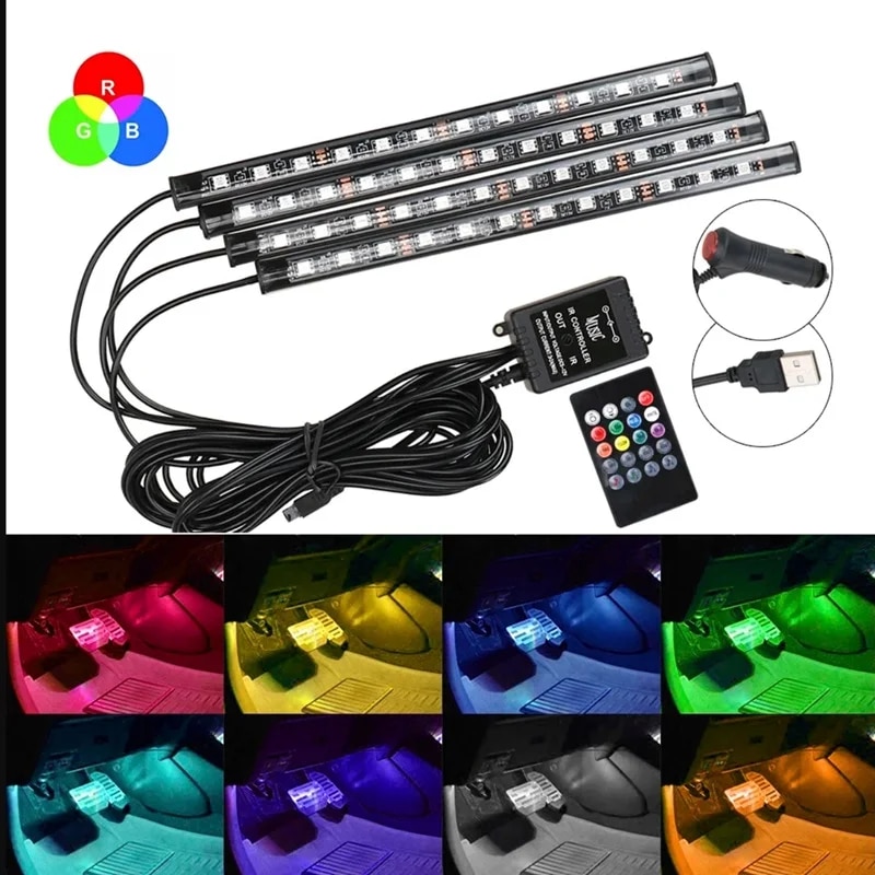 Car Accessories Sound System - Universal Car RGB Ambient Lights LED