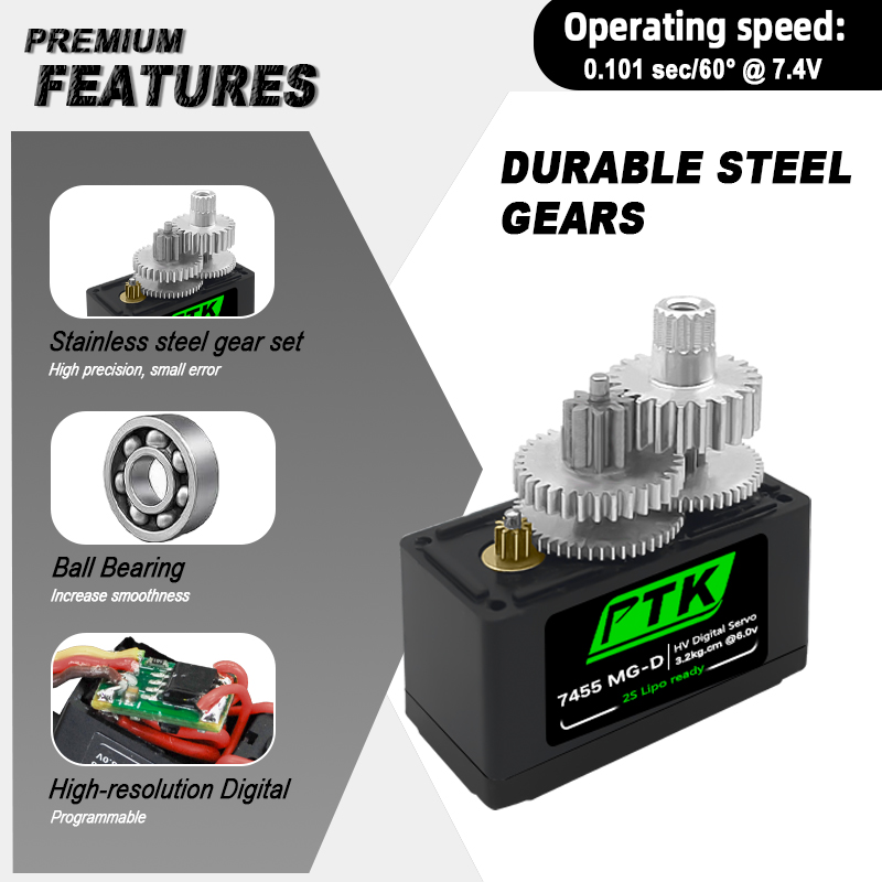 PTK 7455MG-D servo 12g Digital - D.A.D Car Accessories 评论和价格