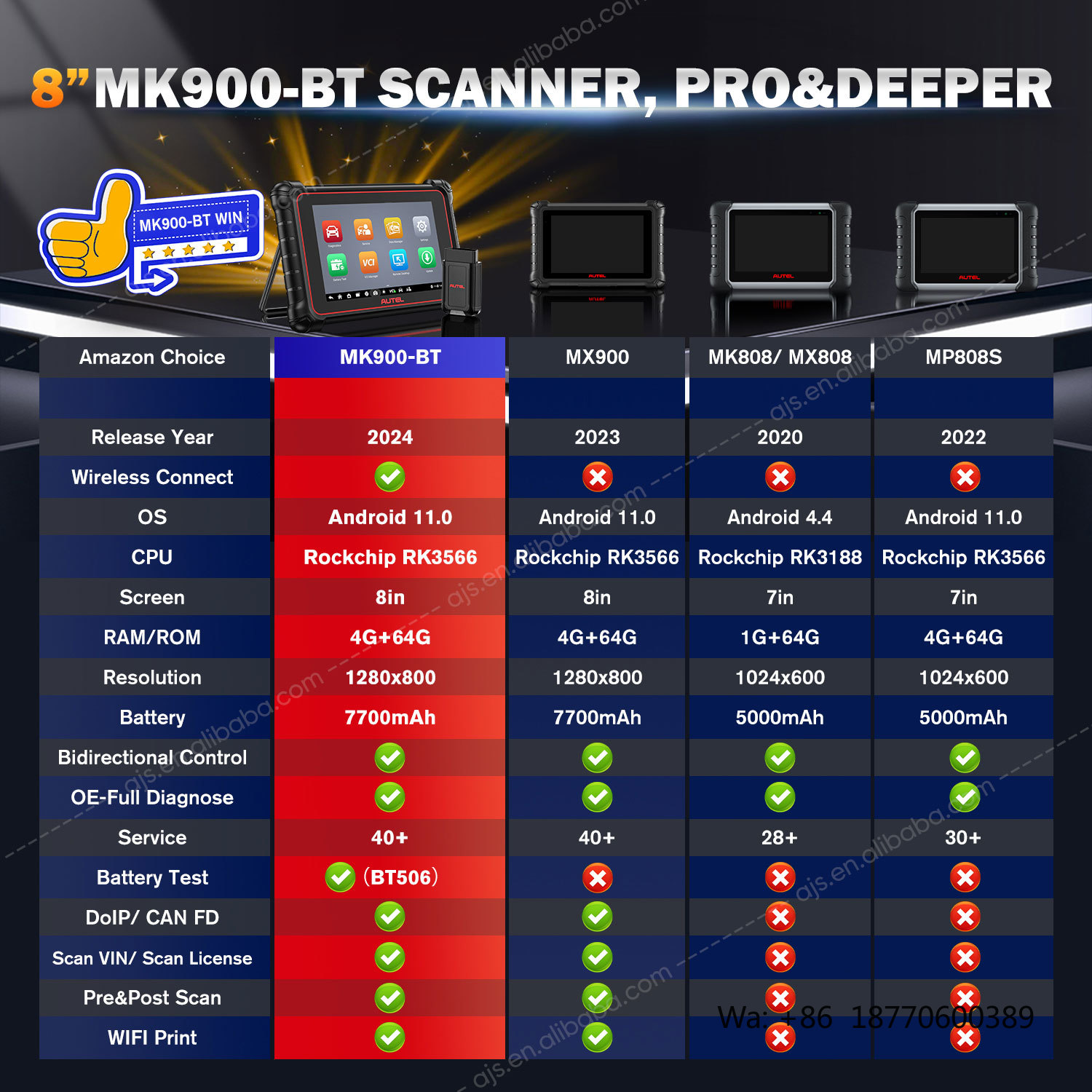 Autel MaxiCOM MK900 BT Car Dia - Obd2 Scanner 评论和价格