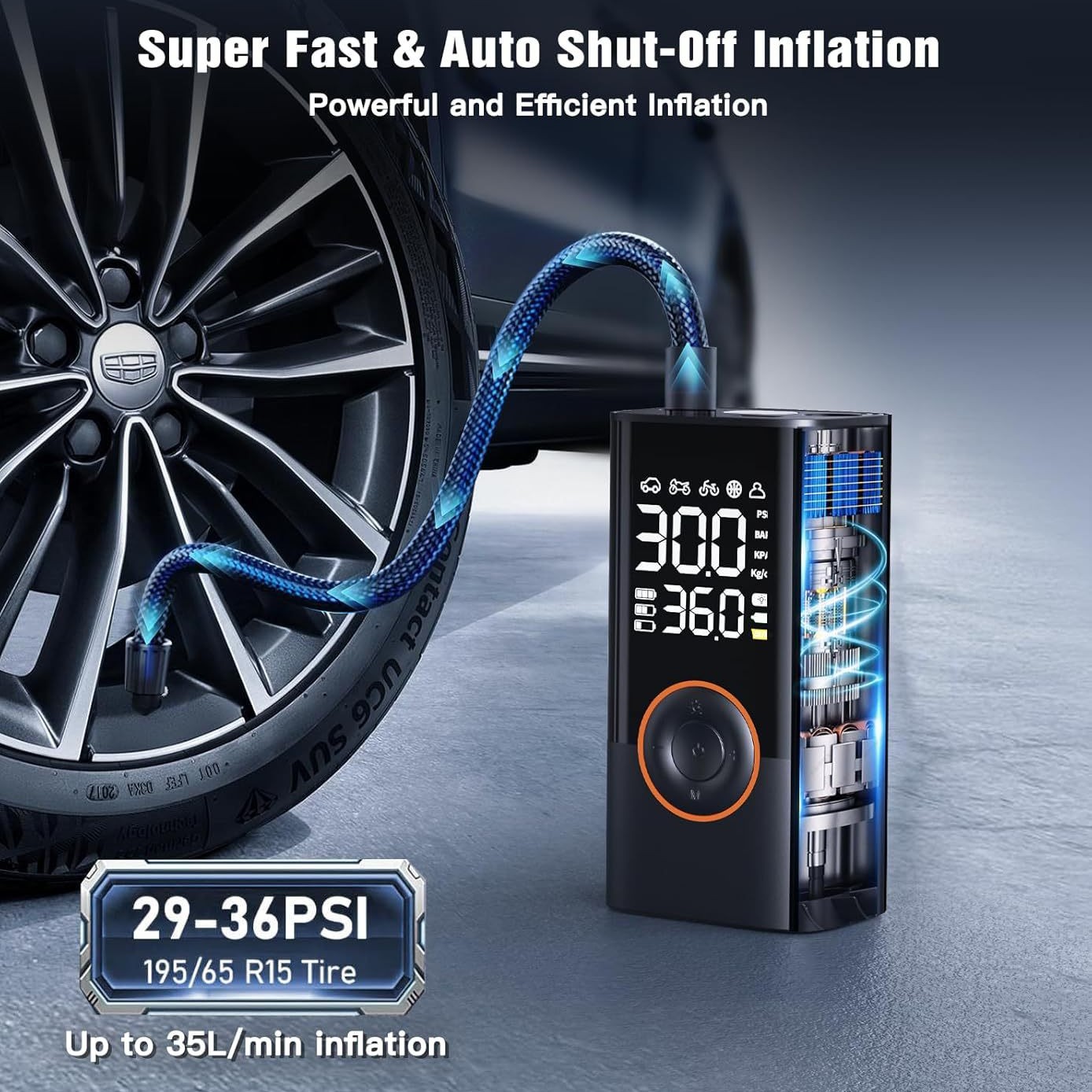 Effective Rechargeable Wireles - Car Portable Tire Inflator 评论和价格