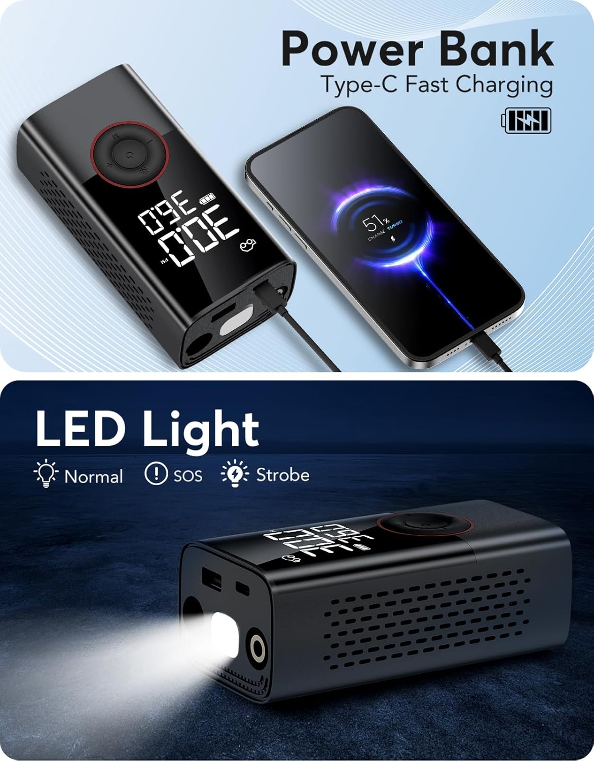 Portable Wireless Air Compress - Car Portable Tire Inflator 评论和价格