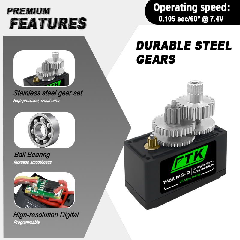 PTK 7452 MG-D 9g Digital Servo - D.A.D Car Accessories 评论和价格
